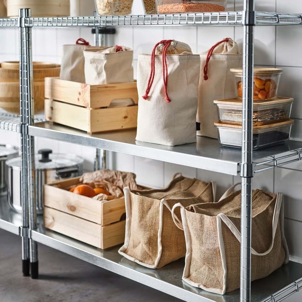 2 PACK Jute Storage Bags with Handles Set of 2 Food Storage Bag IKEA GULLRISMOTT